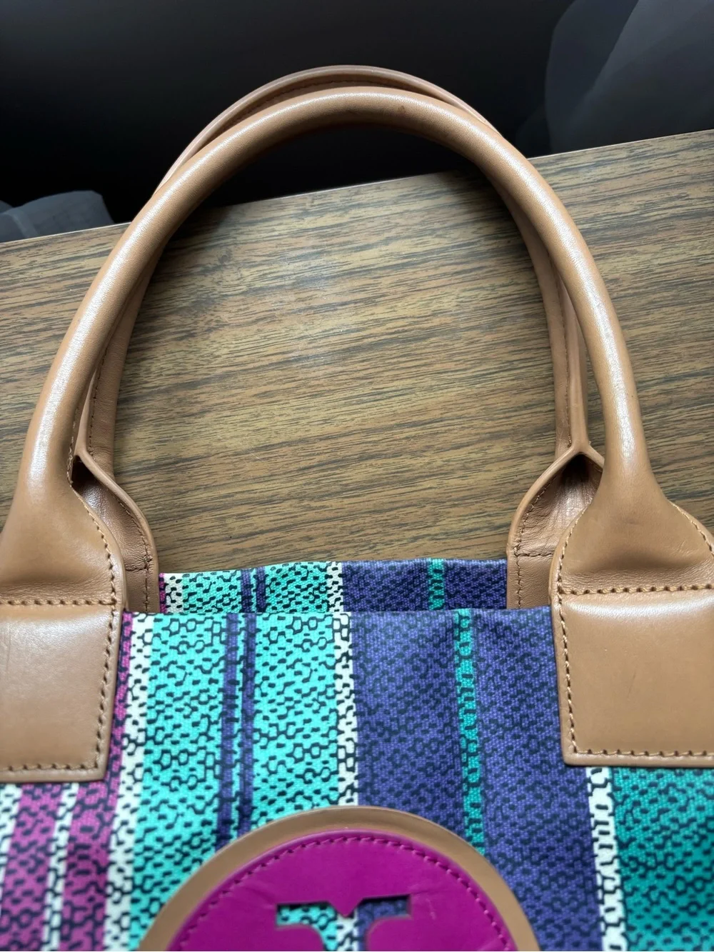 Tory Burch Ella striped pvc large tote bag